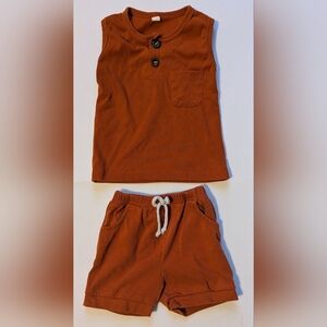 Rust Sleeveless Kids Top and Shorts Set
